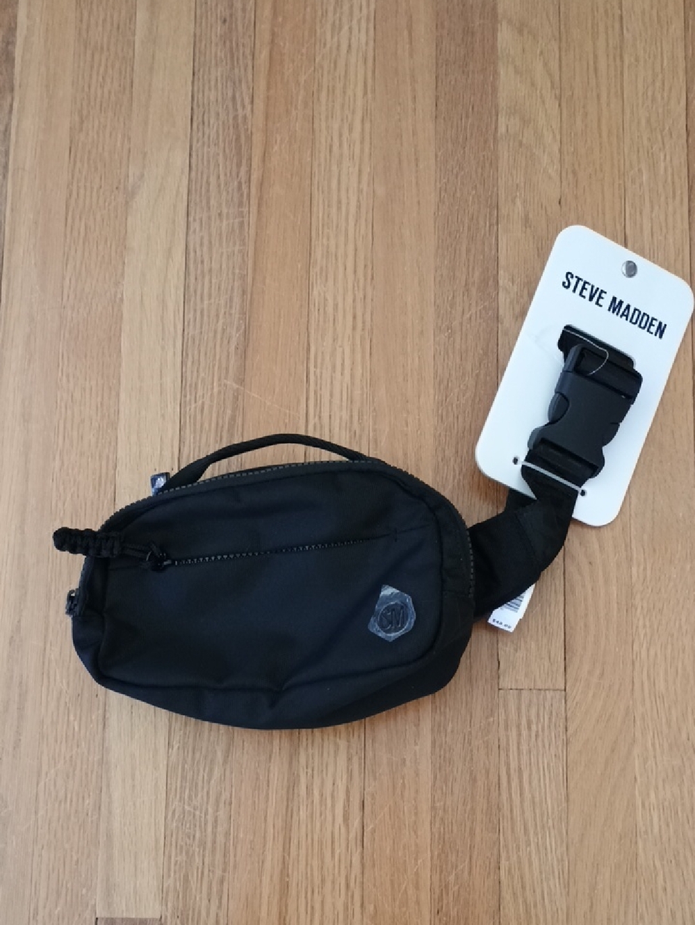 Steve Madden Black Men's Belt Bag with Buckle Strap